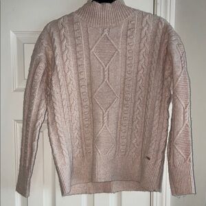 Calvin Klein Light Pink Cable Knit Turtleneck Sweater